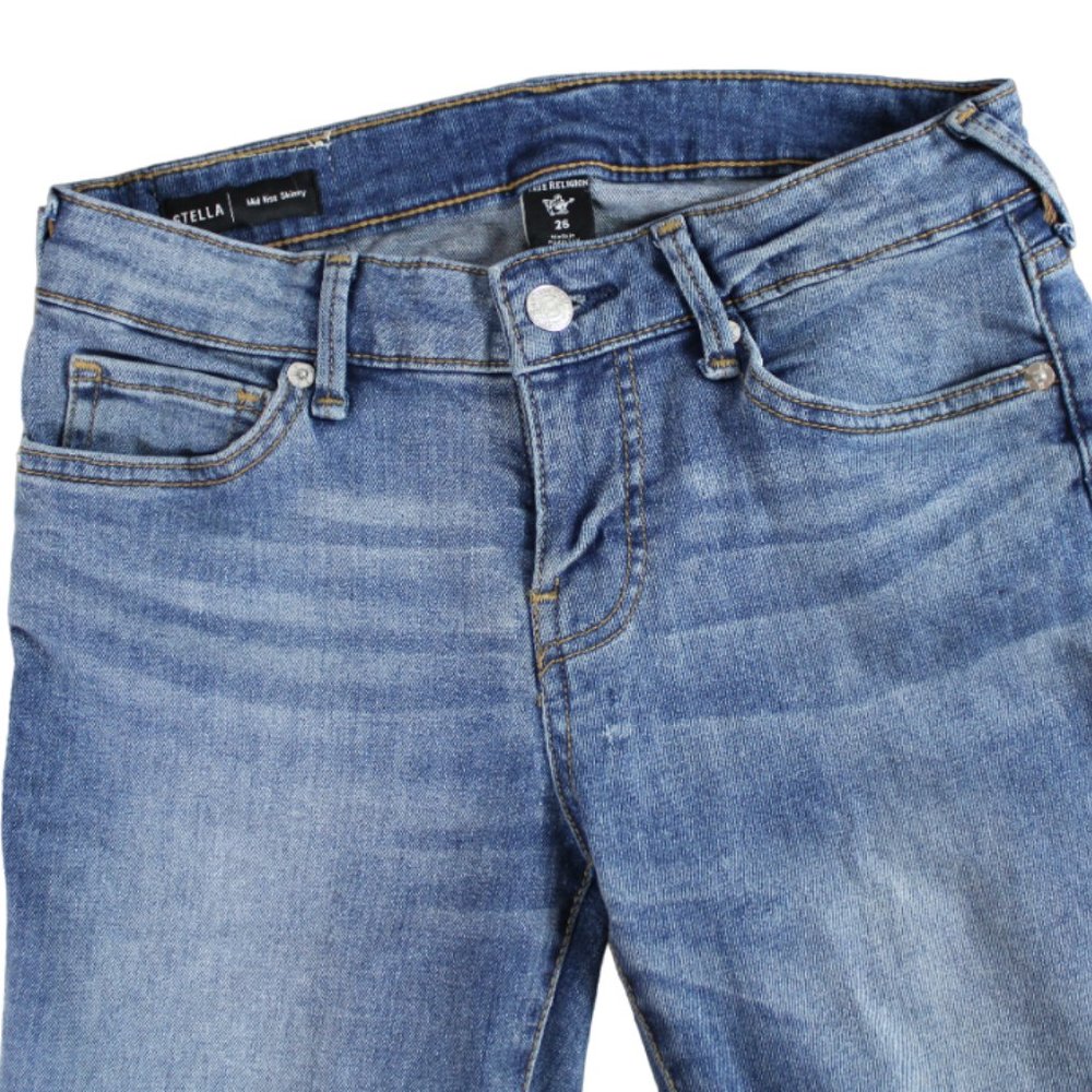 True Religion Blue Wash Stella Mid-Rise Skinny Jeans, Size 26 - Picture 7 of 8